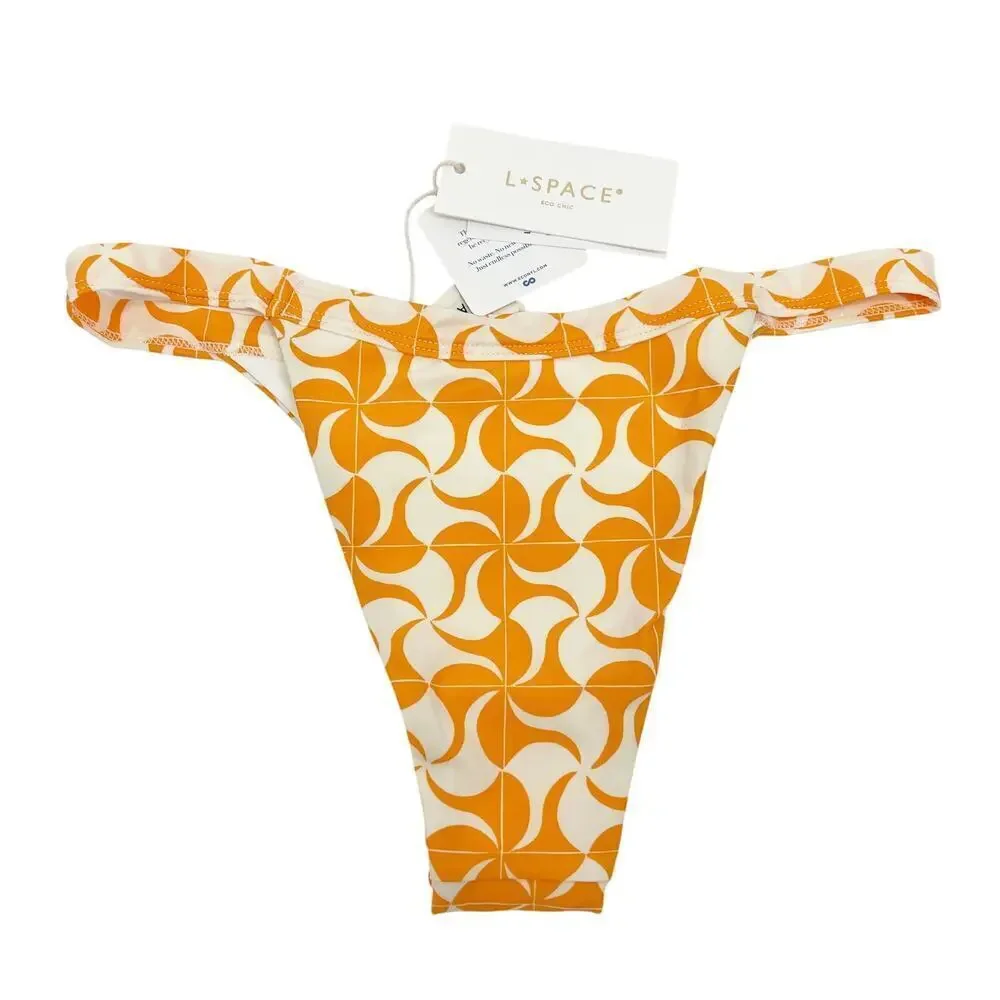 L*Space Camdyn Bitsy Bikini Bottoms High Cut Orange Tesselation Size Small NEW